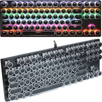 Klávesnice Mechanická herní klávesnice v retro stylu s RGB LED podsvícením a krátkými modrými spínači