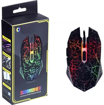 Myš Herní počítačová USB myš, drátová, optická, RGB LED podsvícení, 1200-4000 DPI, 6 tlačítek (Gaming počítačová myš s LED podsvícením)