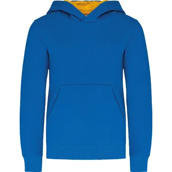 Chlapecká mikina KARIBAN Dětská mikina s kapucí Velikost: 8-10 let, Barva: azurově modrá-žlutá