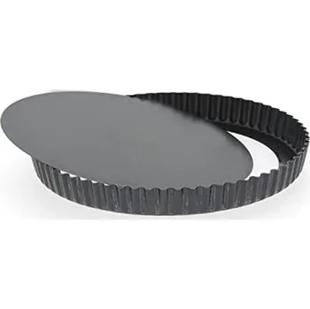 Pánev Forma na pečení de Buyer 5357.24, BLUE STEEL, vroubkovaná, šikmý okraj, odnímatelné dno, modrá ocel, vodotěsná, nedeformovatelná, průměr 24 cm, výška 2,5 cm