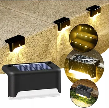 Venkovní osvětlení LED solární venkovní světlo na schody, zídky nebo zábradlí, barva teplá bílá (Solární LED lampa - osvětlení schodiště)