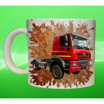 hrnek s nákladním autem české výroby tahač oranžový (hrnek s náklaďákem)