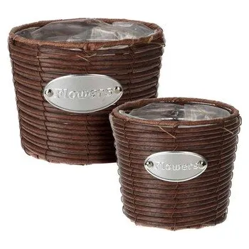 Květináč Květináč proutěný sada 2 ks FLOWERS GARDEN 19 / 16 cm hnědá