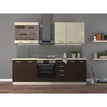 Kuchyňská linka Kuchyně NORFOLK, 240/180, dub ferrara/legno tmavé + vyzvednutí ZDARMA