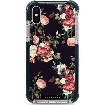 Pouzdro na mobilní telefon Odolný obal Mobiwear MagSafe Elite Bumper - Apple iPhone X / XS - D003D Růže na černé (Odolný kryt, pouzdro, obal Mobiwear Elite Bumper na mobil Apple iPhone X / XS - D003D Růže na černé, materiál Plast + TPU silikon + kov - zesílená ochrana telefonu,)