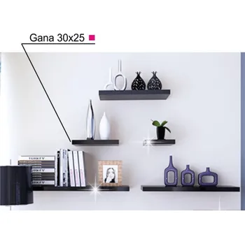 Obývací stěna Police, černý lesk, 30x25, GANA - výprodej