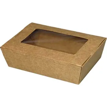Jednorázové nádobí box kraft - s okénkem 200/180x140/120x50mm (50 ks/balení)