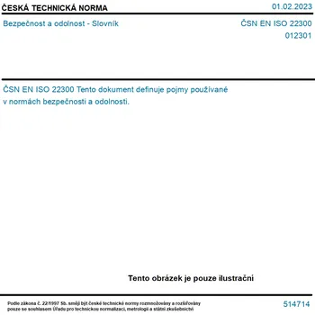 ČSN EN ISO 22300 - Bezpečnost a odolnost - Slovník - Tisk