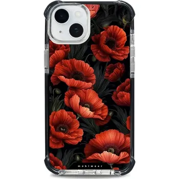 Pouzdro na mobilní telefon Odolný obal Mobiwear MagSafe Elite Bumper - Apple iPhone 15 Plus - D006D Temné červené květy (Odolný kryt, pouzdro, obal Mobiwear Elite Bumper na mobil Apple iPhone 15 Plus - D006D Temné červené květy, materiál Plast + TPU silikon + kov - zesílená ochrana