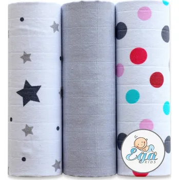 látková plena Ega Kids Mušelínové pleny (3ks) - šedé