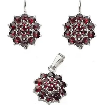 Souprava šperků Šperky4U Stříbrný set granát náušnice + přívěsek - ZB5576