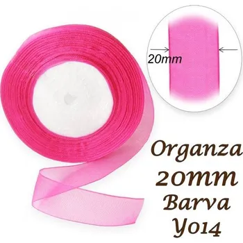 Stuha ORGANZA stuha šířka 20mm. Číslo Y014 barva RŮŽOVÁ TMAVÁ,