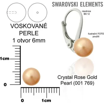 Korálek SWAROVSKI 5818 Voskované Perle 1otvor barva 769 CRYSTAL ROSE GOLD PEARL velikost 6mm.