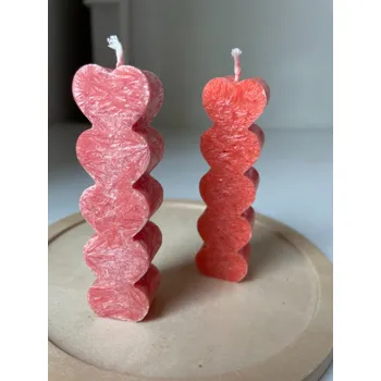 Svíčka Spojená srdíčka, Barva: Malinová