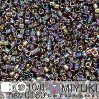 Korálek Korálky Miyuki Delica 10/0. Barva Transparent Root Beer AB DBM0180. Balení 5g.