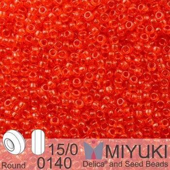 Korálek Korálky Miyuki Round 15/0. Barva 0140 Tr Red Orange. Balení 5g
