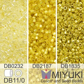 Korálek Korálky Miyuki Delica 11/0. Barevné variace č.47 DB0232, DB1835, DB2187