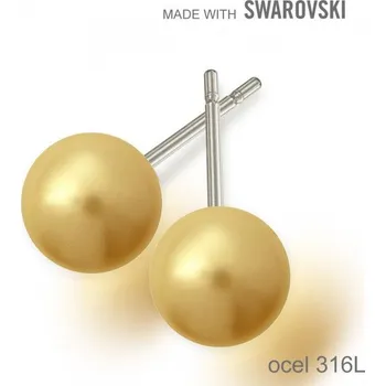 Náušnice Náušnice sada Made with Swarovski 5818 Crystal Vintage Gold Pearl (001 651) 8mm+puzeta 316L
