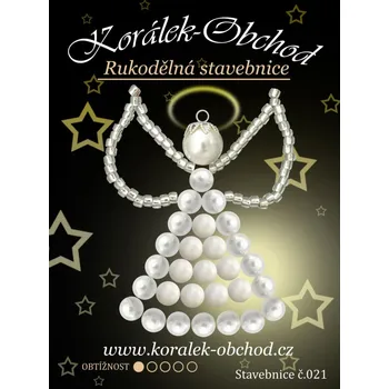 Dětské navlékací korálky Korálek-OBCHOD Stavebnice z korálků ANDĚL číslo 021. Stavebnice obsahuje materiál na výrobu andílka velikost cca 6x5cm