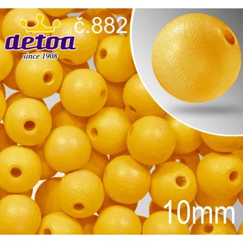 Dětské navlékací korálky Korálky dřevěné 1175 velikost pr.10mm.Barva 882 žlutá. Balení 15 kusů v sáčku.