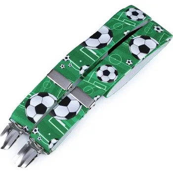 Kšandy Dětské šle typ Y - délka 48 cm, šíře 2,5 cm - zelená fotbal