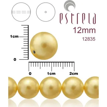 Korálek VOSKOVANÉ korále tvar kulatý. Velikost 12mm. Barva 12835 (zlatá). Balení 8ks na návleku.