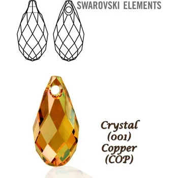 Korálek Swarovski 6010 Briolette Pendant 11x5,5mm. Barva CRYSTAL COPPER