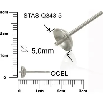 Materiál na výrobu šperku Puzeta s půlkulatým lůžkem a hrotem 5mm CHIRURGICKÁ OCEL ozn.-STAS-Q343 5