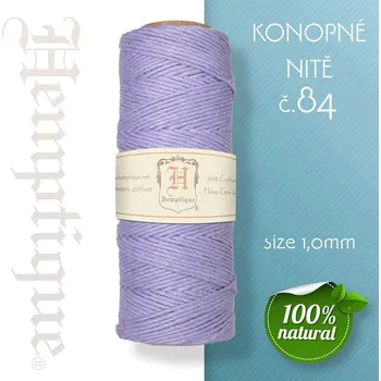 Nit Konopná nit HEMP CORD síla nitě 1,0mm. METRÁŽ Barva č.84 sv.Fialová
