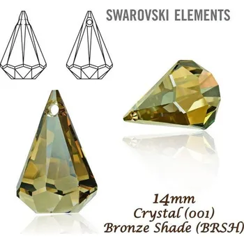 Dětské navlékací korálky Swarovski 6022 Raindrop Pendant 14mm. Barva Crystal Bronze Shade