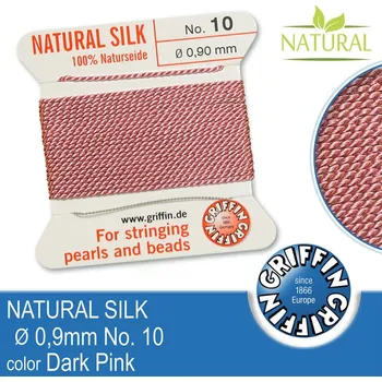 Nit Hedvábná nit s jehlou GRIFFIN síla nitě 0,90mm No.10 délka 2m. Barva Dark Pink