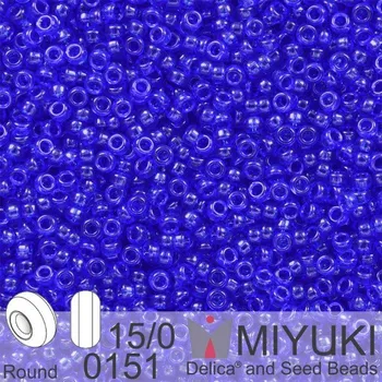 Korálek Korálky Miyuki Round 15/0. Barva 0151 Tr Cobalt. Balení 5g.