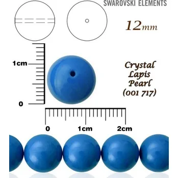 Korálek SWAROVSKI 5810 Voskované Perle barva CRYSTAL LAPIS PEARL 717 velikost 12mm.
