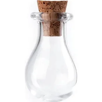 Vánoční dekorace Skleněná lahvička s korkem srdce, hvězda, baňka 5 kusů - 4 transparent - baňka