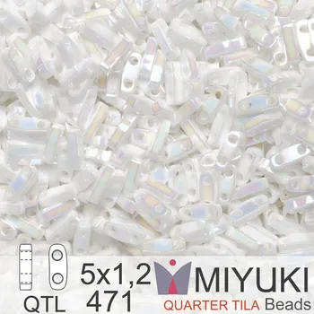 Korálek Korálky Miyuki QuarterTila. Barva White Pearl AB QTL 471 Balení 3g