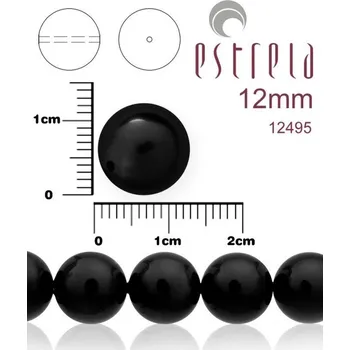 Korálek VOSKOVANÉ korále tvar kulatý. Velikost 12mm. Barva 12495 (černá magická). Balení 8ks na návleku.