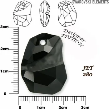 Přívěsek SWAROVSKI Divine Rock Pendant 6191 barva JET velikost 27mm.
