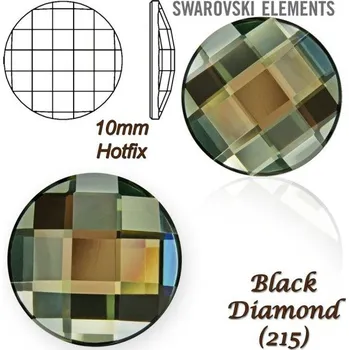 Korálek SWAROVSKI HOT-FIX 2035 tvar Chessboard CIRCLE FB 10mm Black Diamond