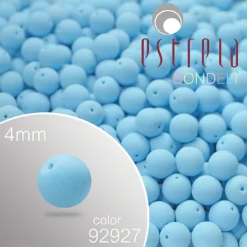 Korálek Korálky BONDELI voskované tvar kulatý. Velikost 4mm. Barva 92927 (modrá). Balení 31ks na návleku.