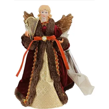 Vánoční dekorace KM Trend Vánoční anděl s harfou 30 cm blond