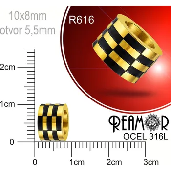 Materiál na výrobu šperku Korálek tvarovaný Reamor CHIRURGICKÁ OCEL ozn.-R616. Velikost 10x8mm otvor 5,5mm.