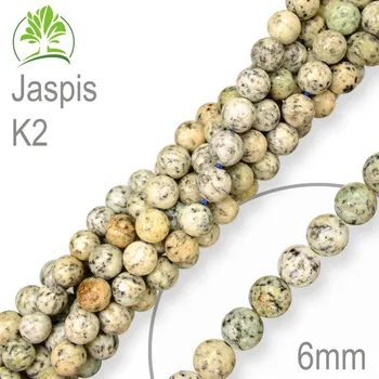 Přírodní kámen Korálky z minerálů Jaspis K2 přírodní polodrahokam. Velikost pr.6mm. Balení 12Ks.