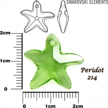 Korálek SWAROVSKI Starfish Pendant barva PERIDOT velikost 20mm.