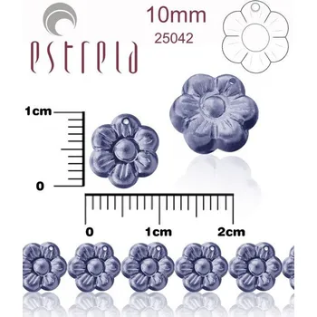 Dětské navlékací korálky Korálky VOSKOVANÉ tvar KYTIČKA velikost 10mm. Přímý otvor. Barva 25042 (MODRÁ TMAVÁ). Balení 10Ks