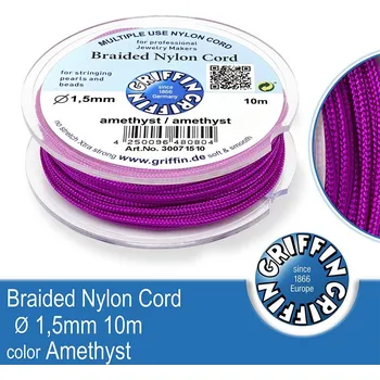 Nit Braided NYLON (splétaná nit na náramky) GRIFFIN síla nitě 1,5mm cívka 10m. Barva Amethyst