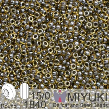 Korálek Korálky Miyuki Round 15/0. Barva 1840 Black Lined Topaz AB. Balení 5g