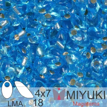 Korálek Korálky MIYUKI tvar Long MAGATAMA velikost 4x7mm. Barva LMA-18 Silverlined Aqua. Balení 5g.