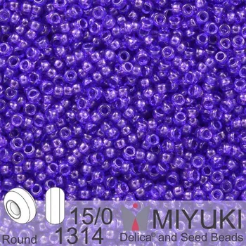 Korálek Korálky Miyuki Round 15/0. Barva 1314 Dyed Tr Red Violet. Balení 5g.