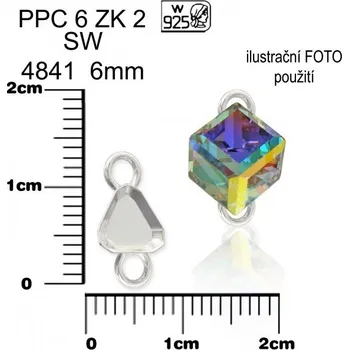 Šperk ŠLUPNA 2 ocka na SW 4841 6mm ozn.PPC 6 ZK 2. Materiál STŘÍBRO AG925.váha 0,18g.