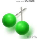 Náušnice sada Made with Swarovski 5818 Crystal Neon Green Pearl (001 771) 8mm+puzeta 316L
